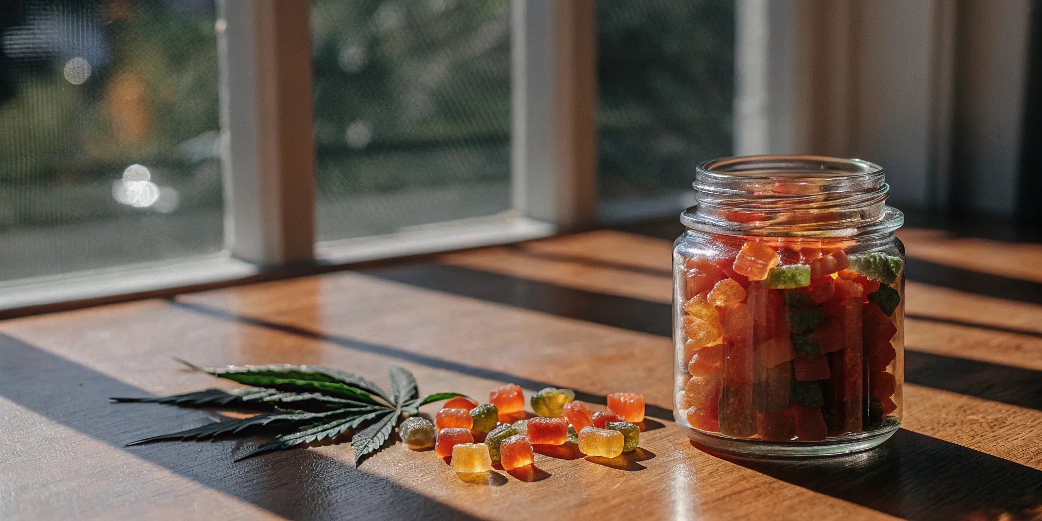 Delta 8 THC gummies in a jar.