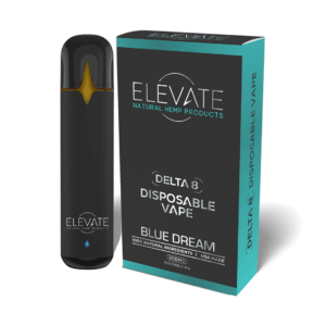 Delta 8 Disposable Vape - Blue Dream flavor, Elevate brand, 100% natural ingredients.