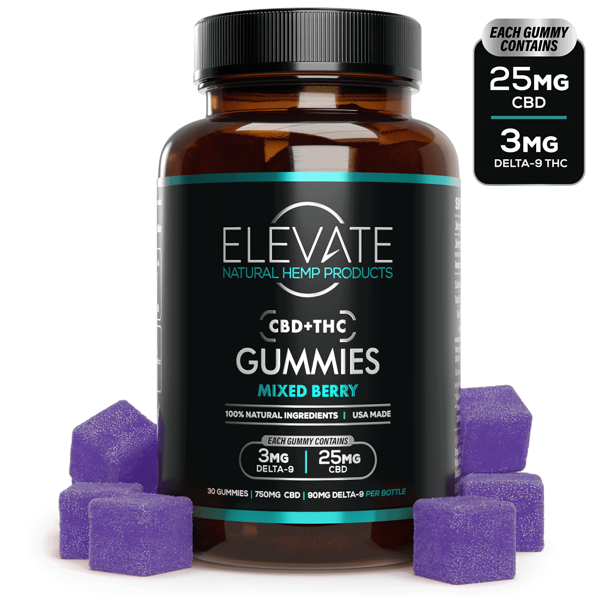 CBD + THC Gummies - Mixed Berry - Elevate