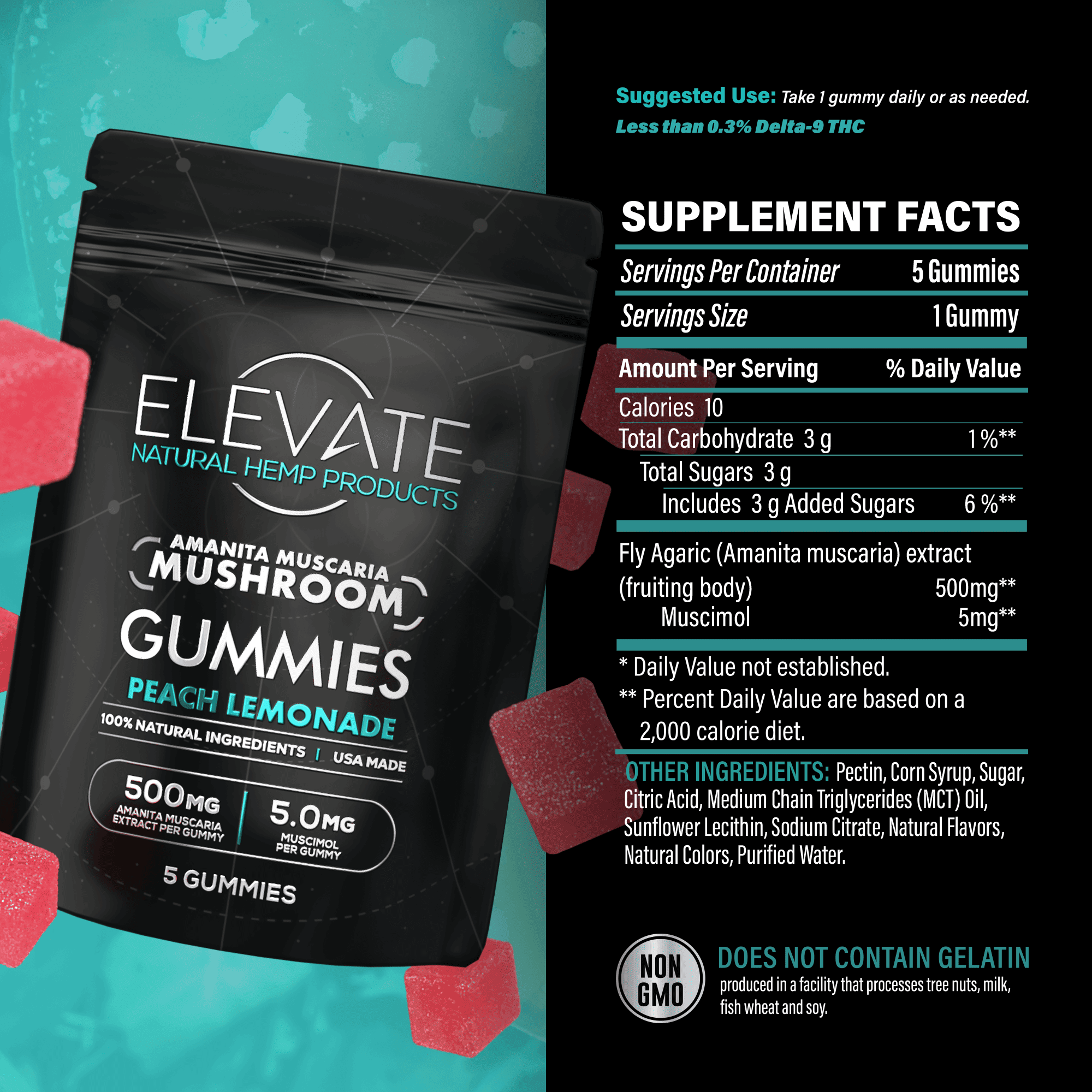 Mushroom Gummies - Peach Lemonade - Elevate