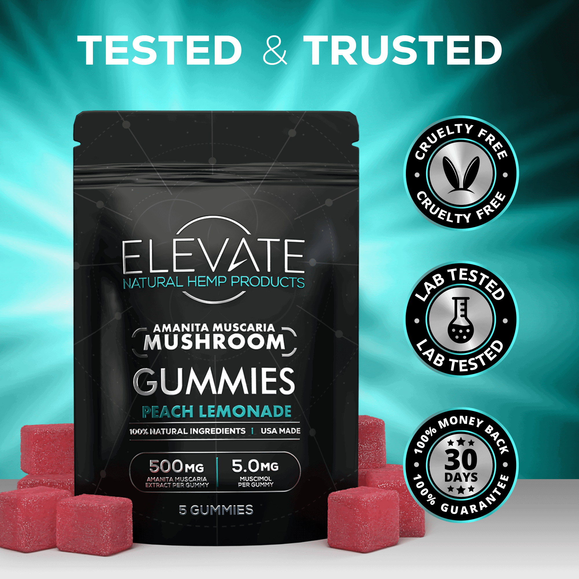 Mushroom Gummies - Peach Lemonade - Elevate