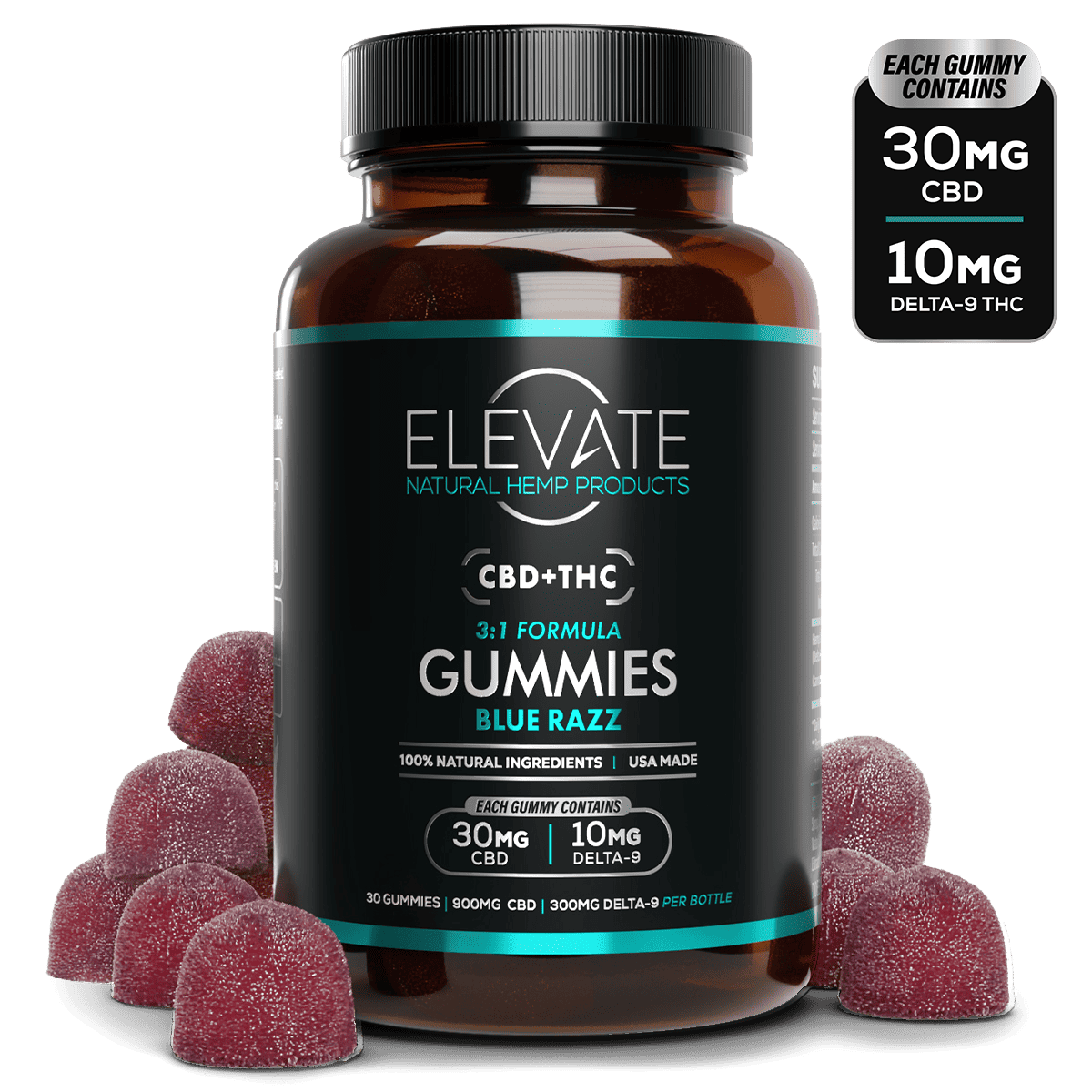 3:1 CBD THC Gummies Blue Razz - Elevate