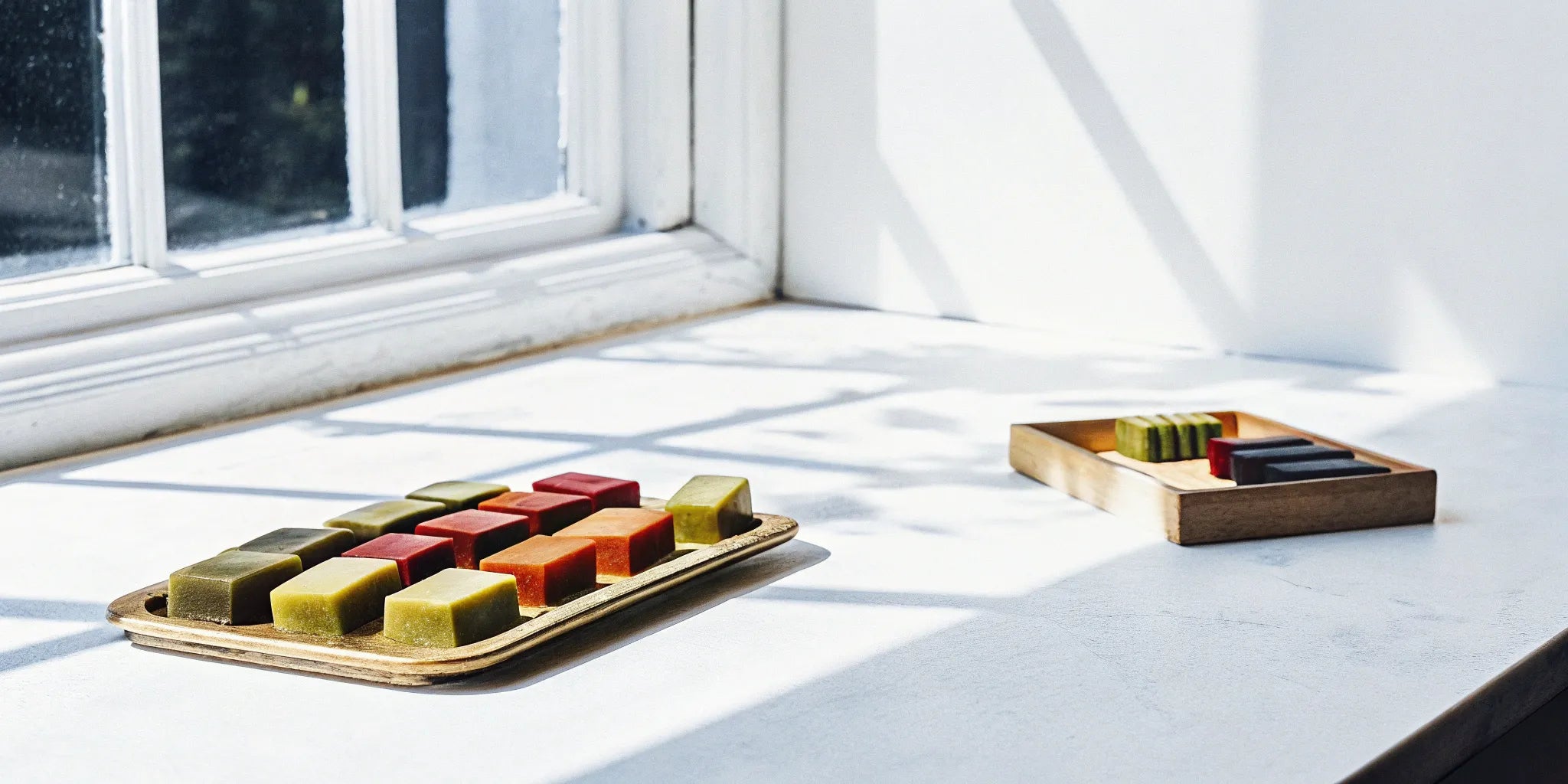 A colorful variety of strong Delta 10 edibles on a wooden tray.