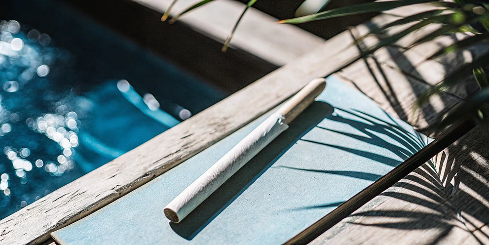 A single Delta 8 pre-roll on a wooden surface, with a price that depends on quality and brand.