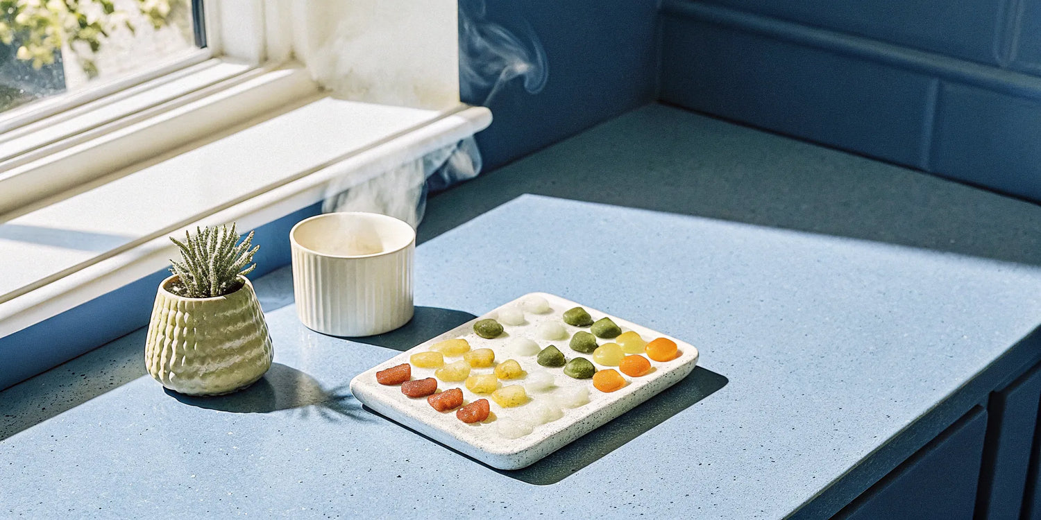 A side-by-side comparison of THC candy vs gummies in various colors and textures.