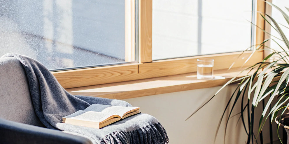 A cozy, sunlit reading nook with a book used to research the best delta 8 softgels for sale.