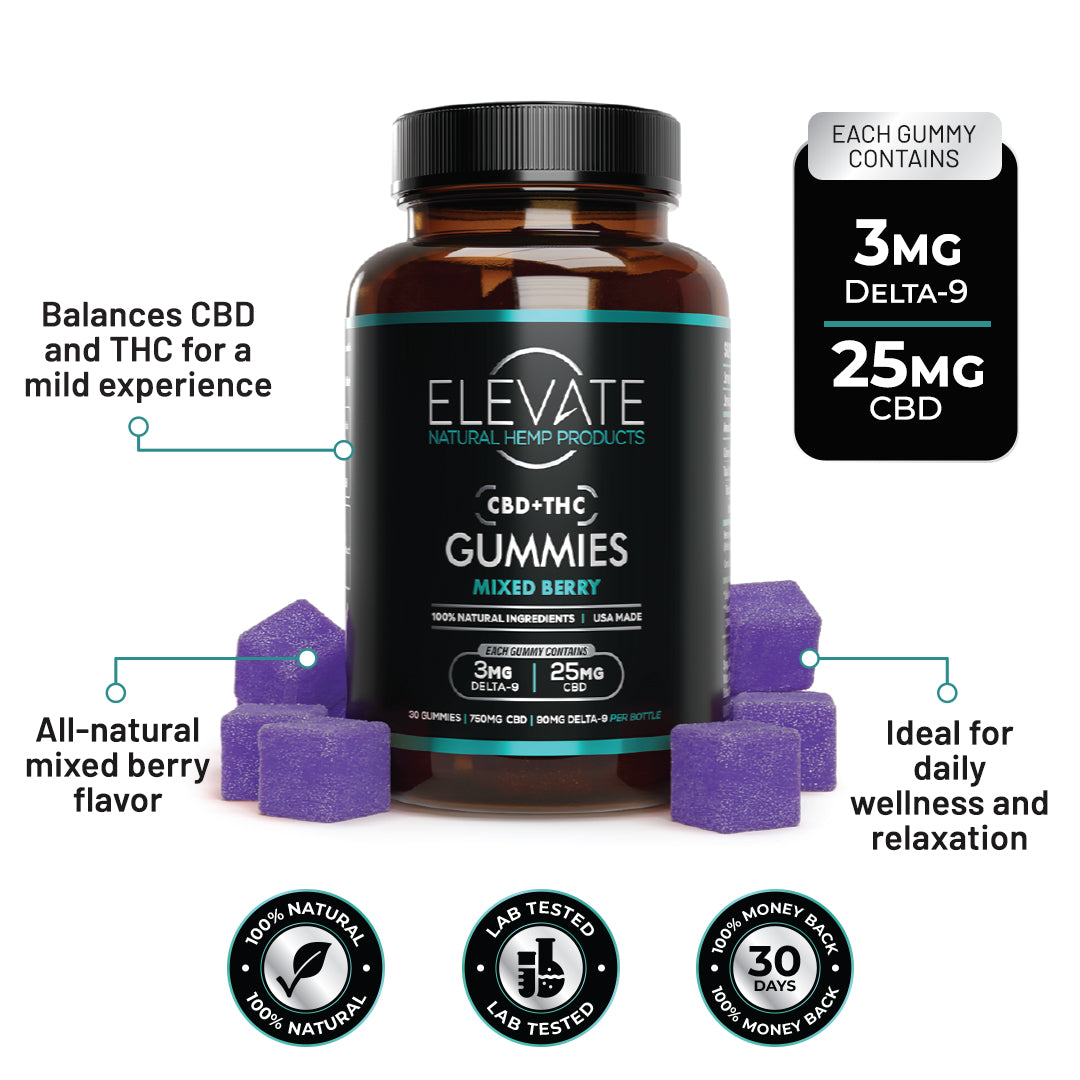 CBD + THC Gummies - Mixed Berry