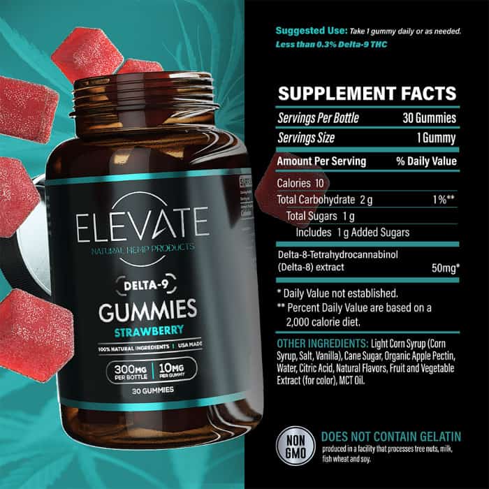 Delta 9 THC Gummies - Strawberry - Elevate