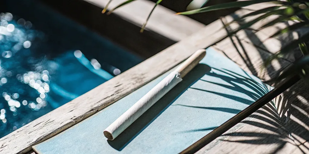 A single Delta 8 pre-roll on a wooden surface, with a price that depends on quality and brand.
