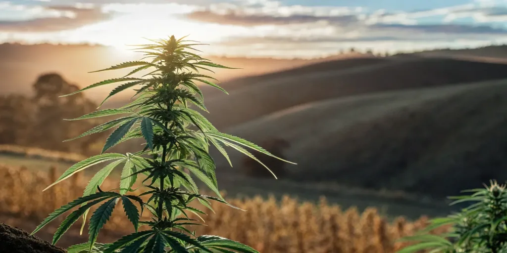 A THCA hemp plant growing outdoors in Texas.