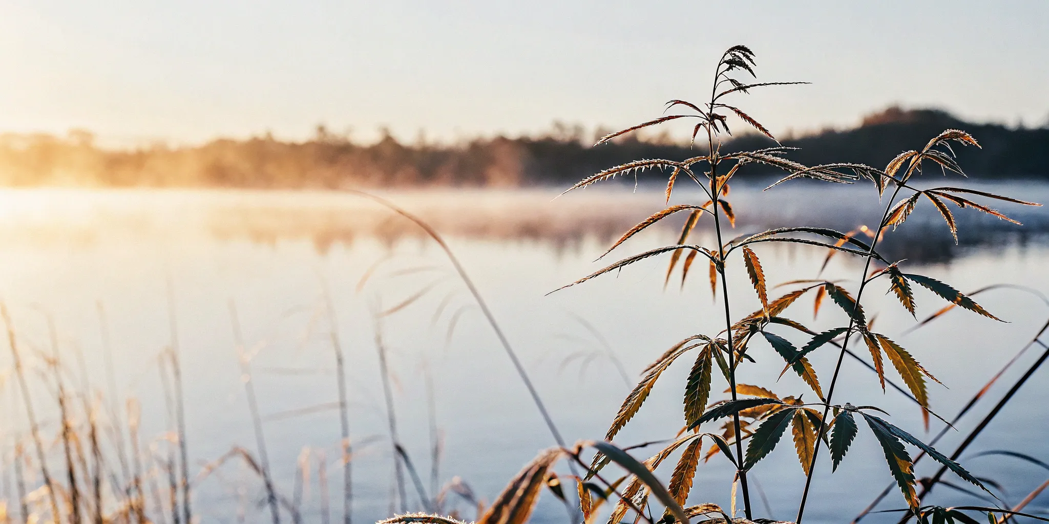 Dewy organic hemp leaves at sunrise, the quality source for Nature's Best CBD.