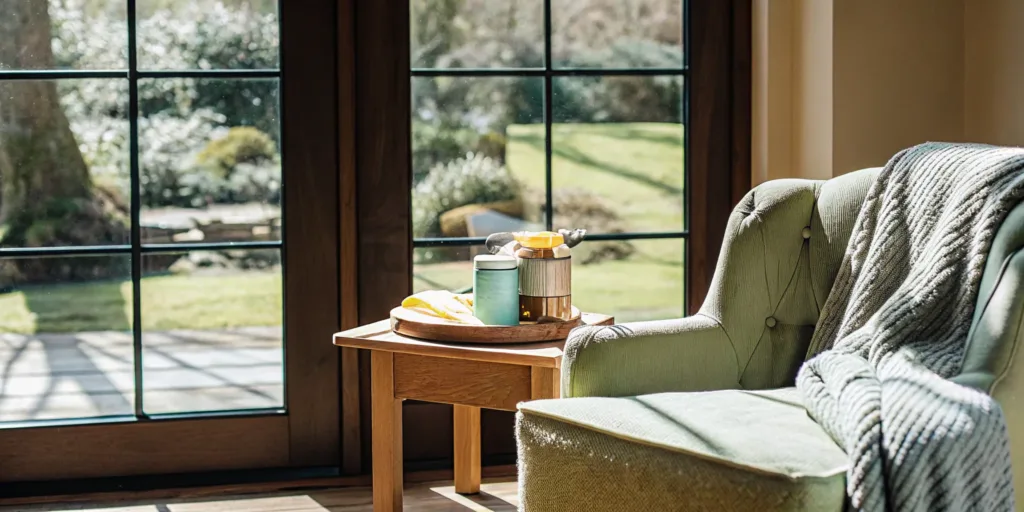 A cozy living room setting, a perfect place to try the best delta 8 edibles.