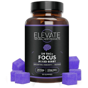 D9 THCv Focus Gummies - Mixed Berry, 300mg per bottle, 10mg THCv per gummy