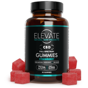 Elevate CBD Full-Spectrum Gummies Strawberry, 750mg per bottle, 25mg per gummy, 30 gummies