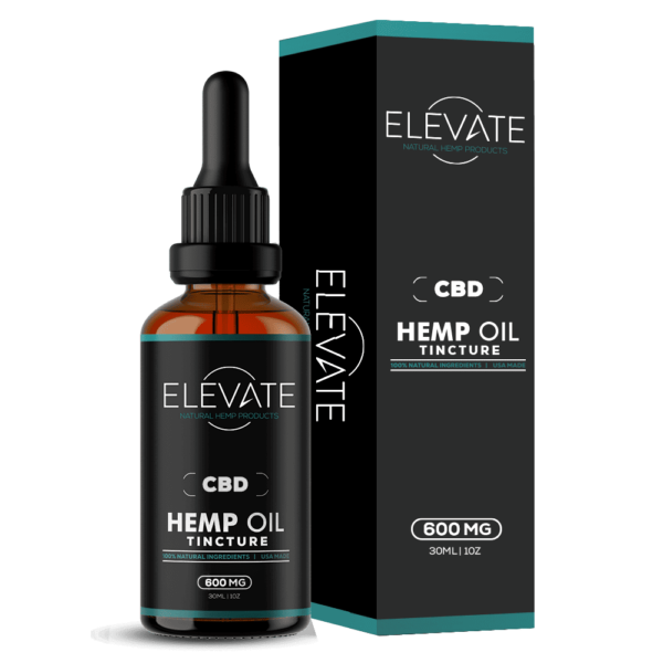 CBD Hemp Oil Tincture 600mg in a dropper bottle with packaging